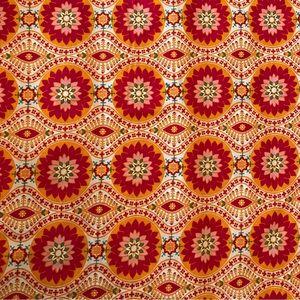 Bohemian Orange Floral Cotton Fabric